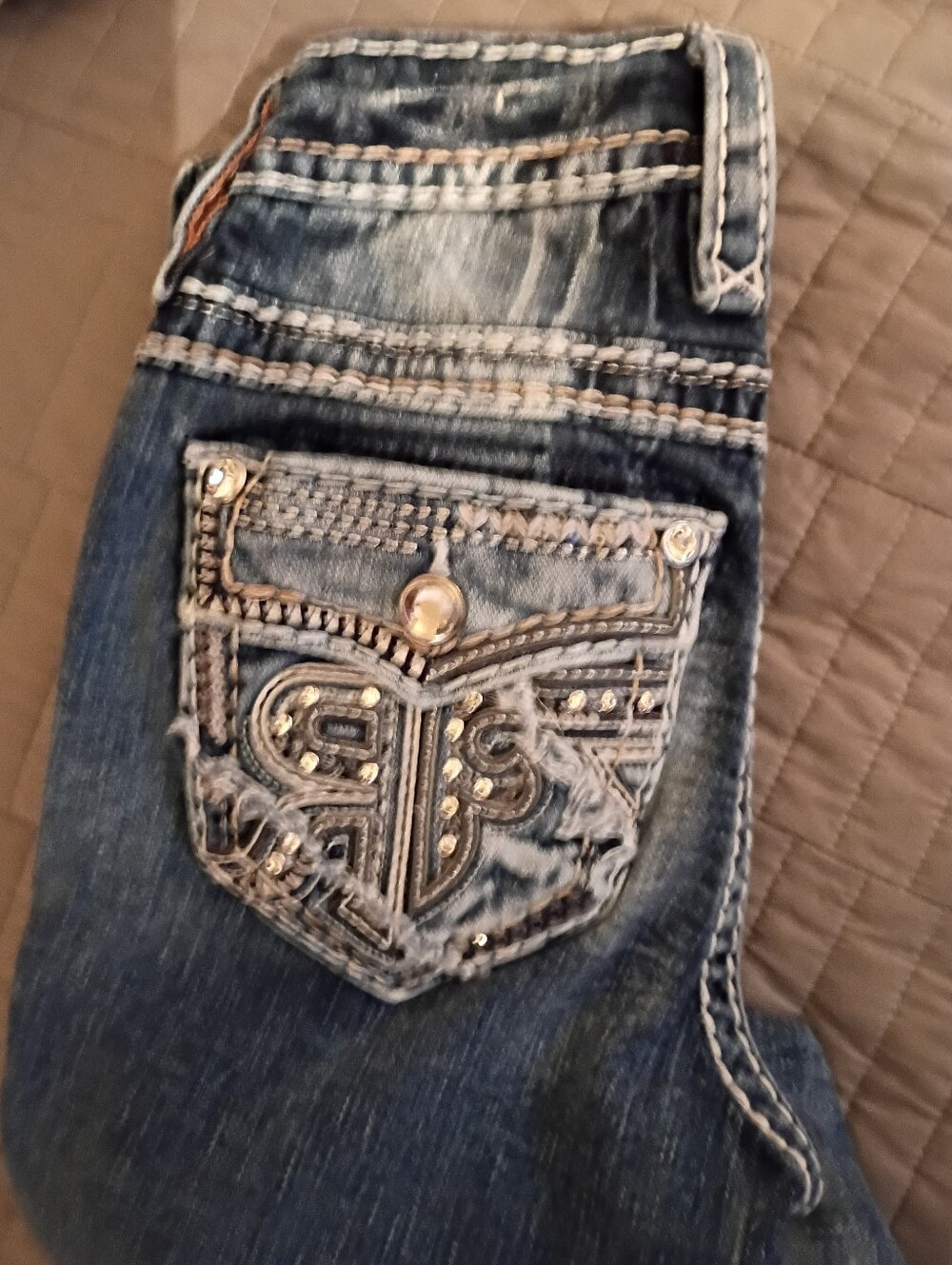 Rock Revival Semah Mid-Rise Boot Stretch Ripped Jeans Ladies Size 24 - Picture 9 of 16